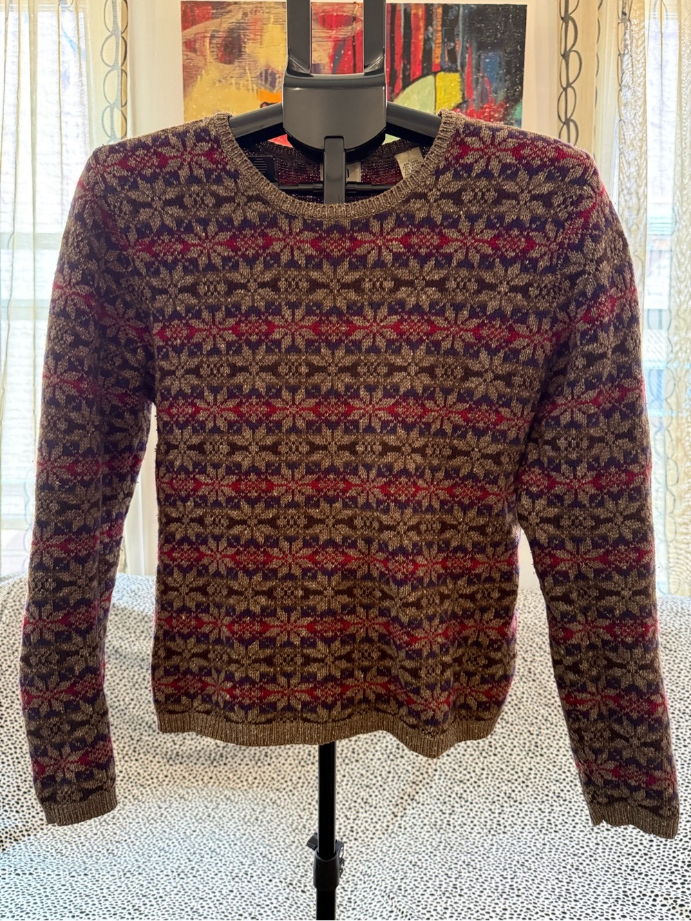 GAP Vintage Women's Fair Isle Crewneck Sweater - Wool & Angora